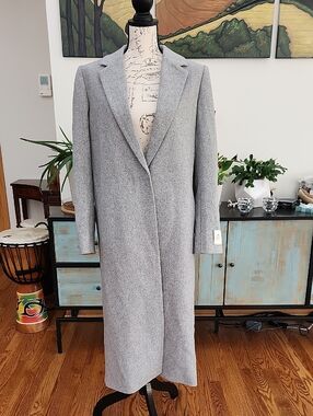 Babaton Gray Long Single-Breasted Trench Coat